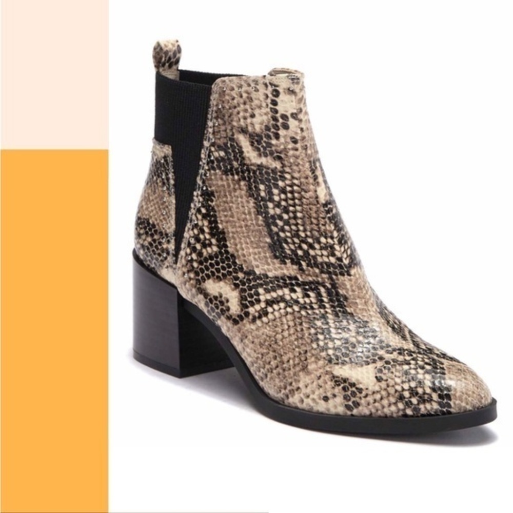 Nine West Beige Snakeskin Ankle Boots